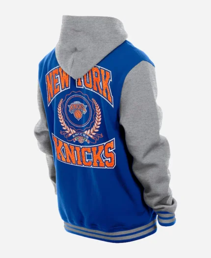 NBA New York Knicks New Era Blue Full-Snap Hooded Varsity Jacket