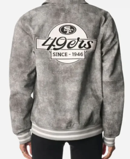 NBA Team San Francisco 49ers 2025 Grey Bomber Leather Jacket For Unisex