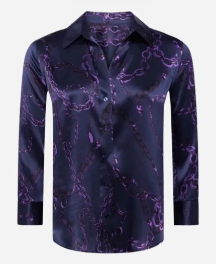 NBC News Daily 2025 Morgan Radford Chain Purple Print Shirt 