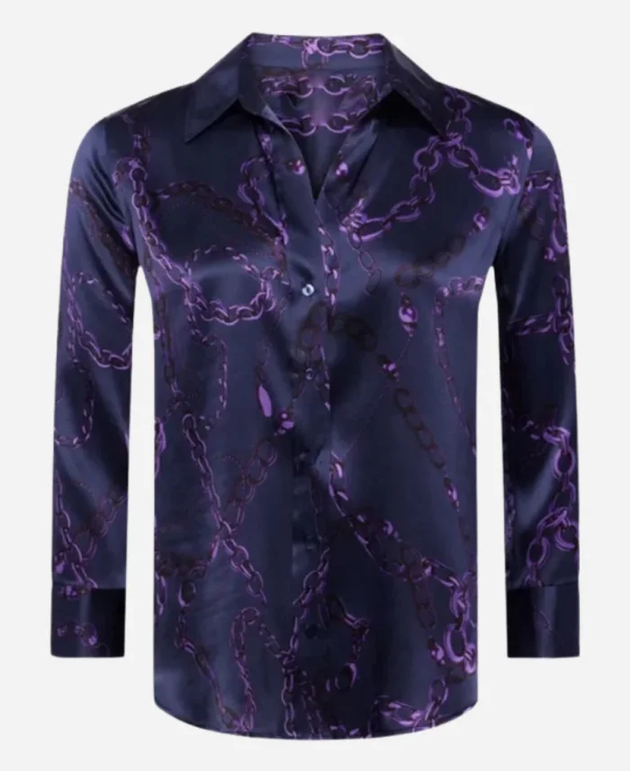 NBC News Daily 2025 Morgan Radford Chain Purple Print Shirt 
