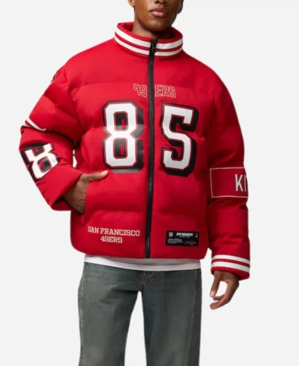 NFL Player George Kittle Scarlet 49ers Puffer Jacket