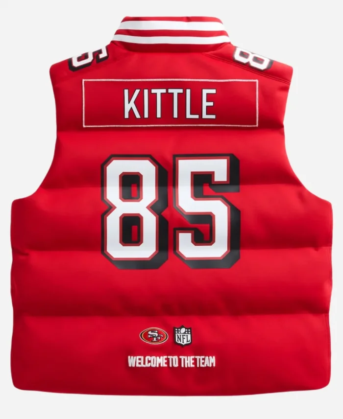 NFL Player George Kittle Scarlet Puffer Red Vest