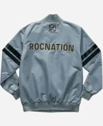 NFL Super Bowl LIX 2025 Roc Nation Grey Satin Bomber Jacket For Sale
