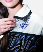 NHL Team Washington Capitals 2025 WAGs Playoff Black and White Satin Bomber Jacket