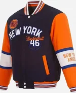 NY Knicks Navy and Orange Varsity Jacket