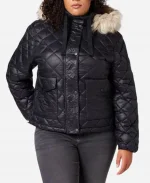 Nadine Mills Tv Series Supacell 2024 Sabrina Clarke Quilted Black Hooded Fur Jacket