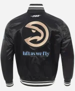 National Basketball Association Atlanta Hawks 2025 City Edition Black Satin Varsity Bomber Jacket