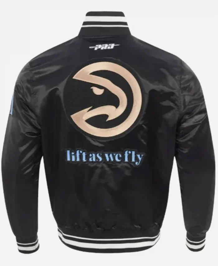 National Basketball Association Atlanta Hawks 2025 City Edition Black Satin Varsity Bomber Jacket
