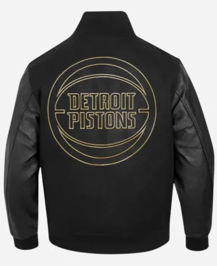 National Basketball Association Detroit Pistons 2025 Black and Gold Wool Varsity Jacket