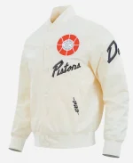 National Basketball Association NBA Detroit Pistons 2025 City Edition White Satin Bomber Jacket