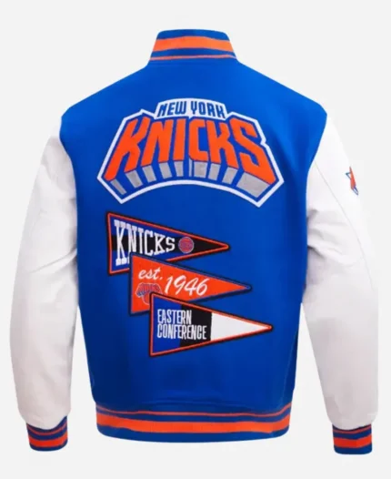National Basketball Association New York Knicks 2025 Blue Wool Varsity Bomber Jacket
