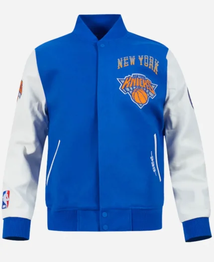New York Knicks Blue City Edition Wool Varsity Jacket