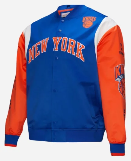 New York Knicks Blue Vintage Team Origins Satin Jacket