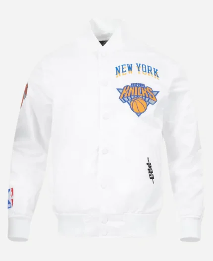 New York Knicks White City Edition Satin Full-Snap Jacket
