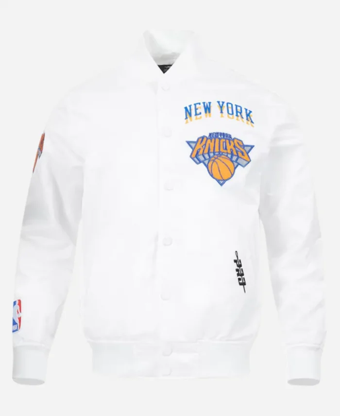 New York Knicks White City Edition Satin Full-Snap Jacket