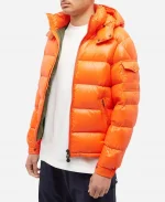 Nick Movie Wolfs 2024 Brad Pitt Orange Puffer Jacket