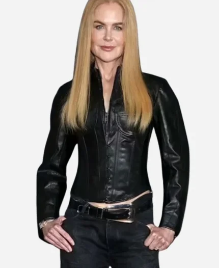 Nicole Kidman Black Leather Corset Jacket