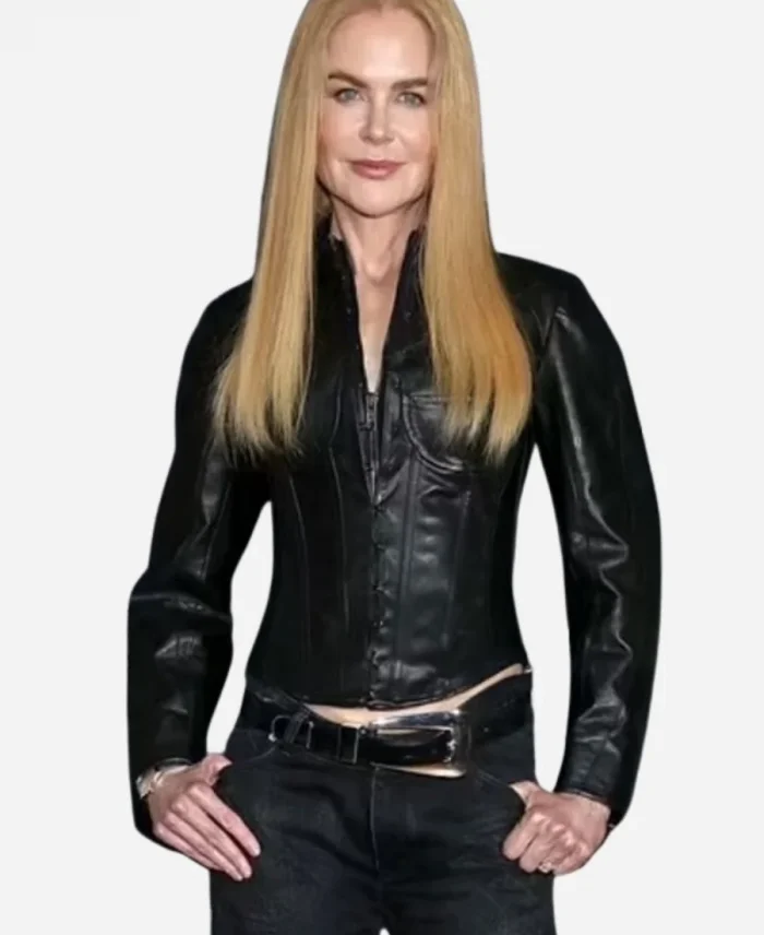 Nicole Kidman Black Leather Corset Jacket