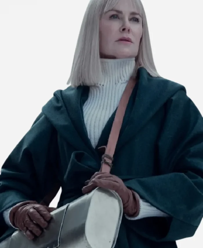 Nine Perfect Strangers Nicole Kidman Green Wool Hooded Coat