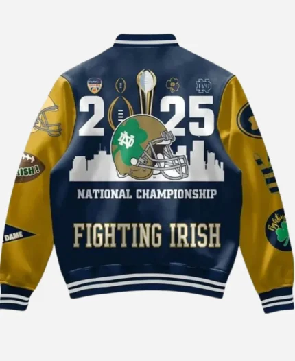 Notre Dame Fighting Irish 2025 National Championship Blue Wool Varsity Jacket