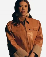 Novocaine Amber Midthunder Brown Leather Coat