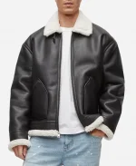 O’Shea Jackson Jr. Movie Den of Thieves Movie Premier Black Shearling Leather Jacket
