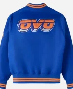 OVO New York Knicks Blue Satin Letterman Varsity Jacket