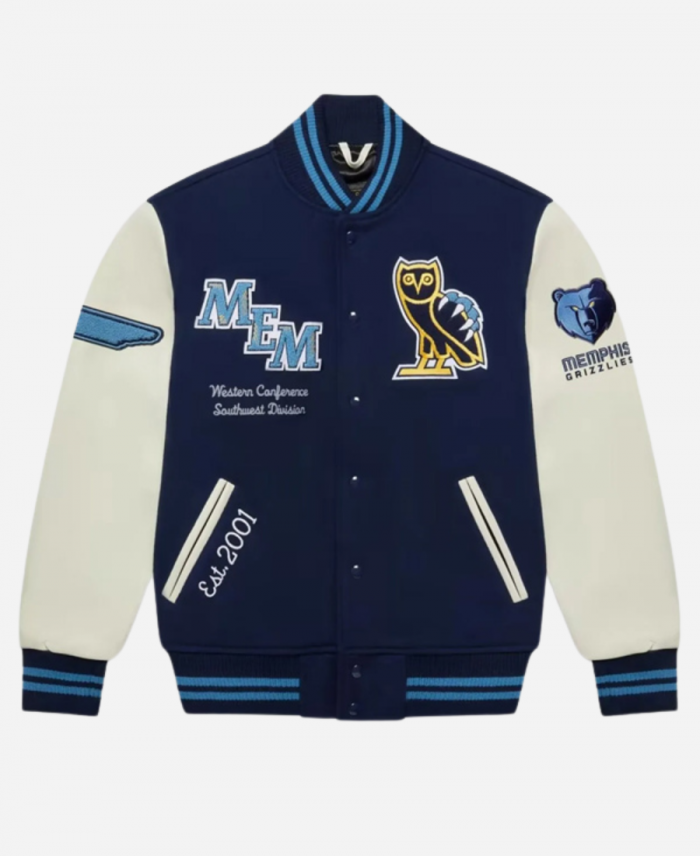 October's Very Own Memphis Grizzlies Blue Varsity Jacket For Unisex