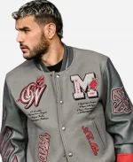 Off White Ac Milan Grey Varsity Jacket