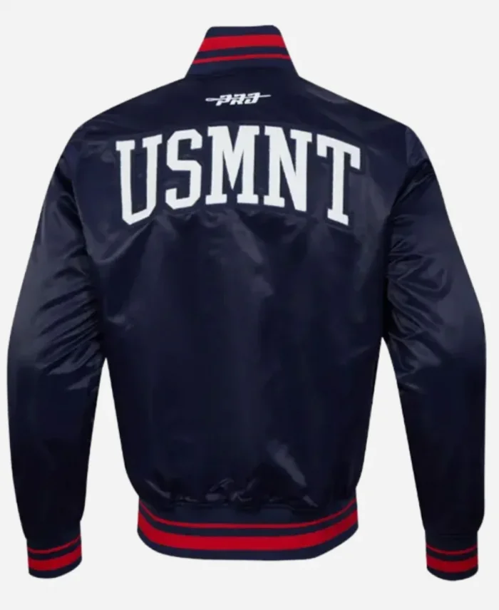 One Team One Nation US Soccer 2025 Blue Satin Varsity Bomber Jacket