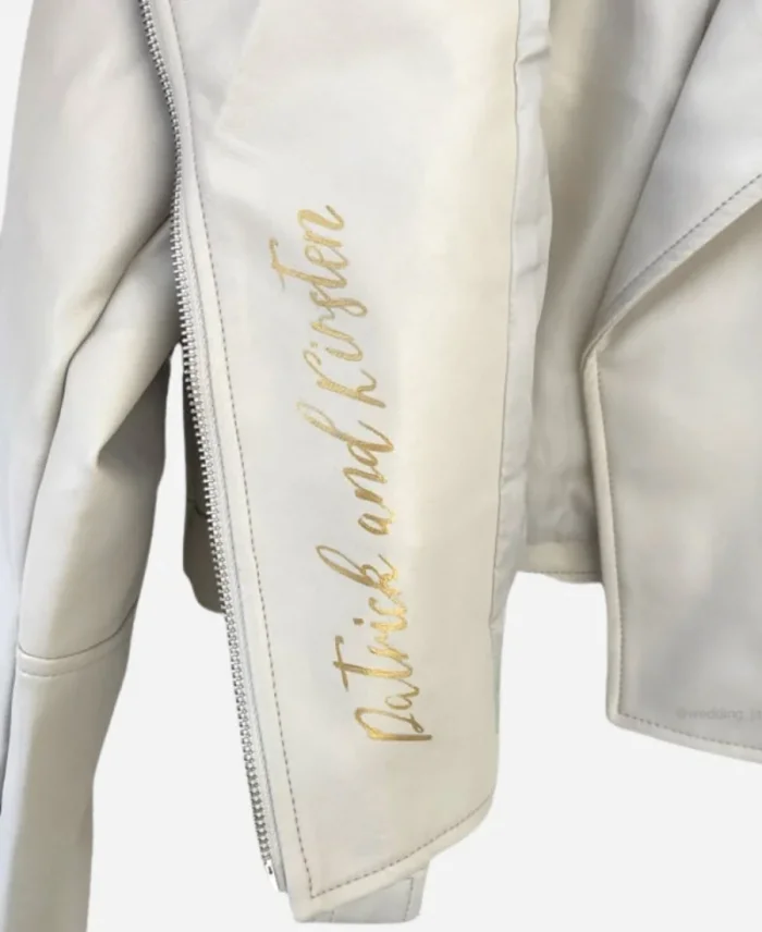 Personalized Painted White Leather Bridal Jacket