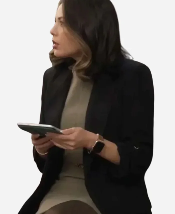 Return to Office 2025 Janel Parrish Black Coat