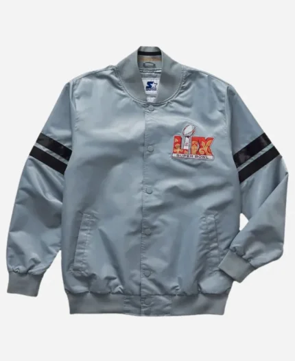 Roc Nation Super Bowl LIX Grey Satin Jacket