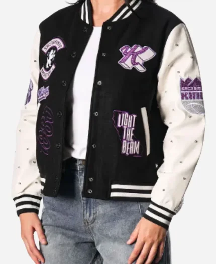 Sacramento Kings Black Sparkle Varsity Jacket