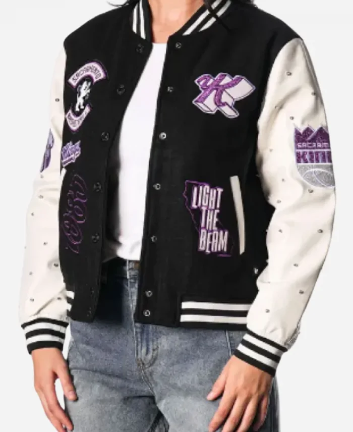 Sacramento Kings Black Sparkle Varsity Jacket