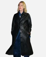 Saoirse Ronan The Outrun 2024 Black Leather Coat