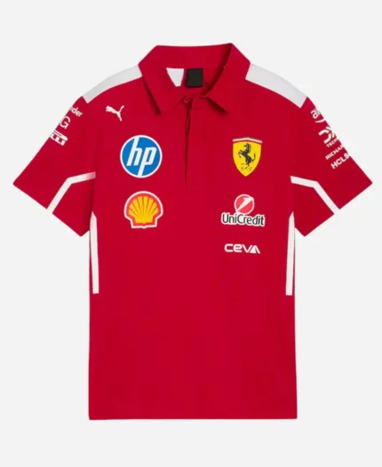 Scuderia Ferrari 2025 Team Polo Red T-Shirt For Unisex