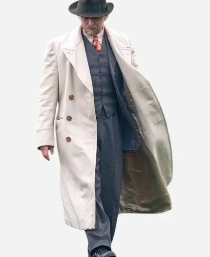 Simon Pegg Movie Nandor Fodor And The Talking Mongoose 2023 Nandor Fodor White Trench Coat