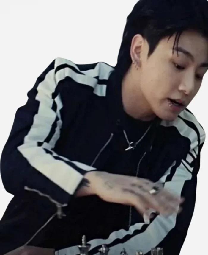 South Korean Singer 3D Jungkook White Stripes Jacket