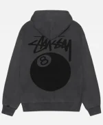 Stussy 8 Ball Pigment Dyed Black Zipper Hoodie