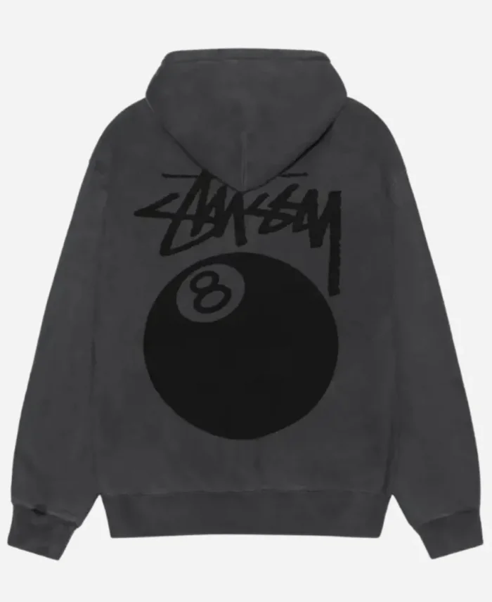 Stussy 8 Ball Pigment Dyed Black Zipper Hoodie