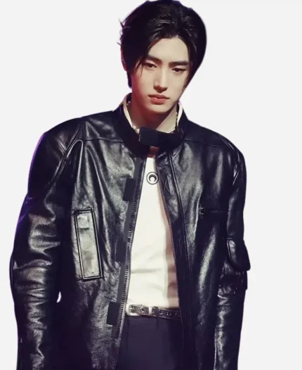 Sunghoon Black Leather Jacket