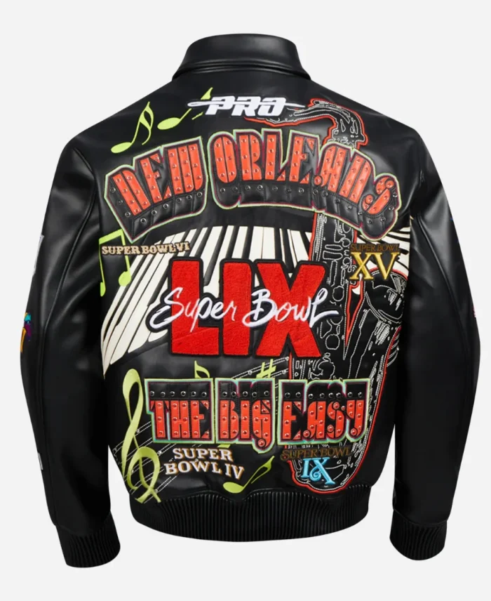 Super Bowl LIX 2025 NFL Black Leather Jacket
