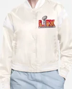 Super Bowl LIX 2025 Women Cream Varsity Jacket