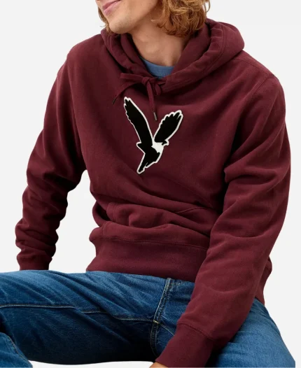 American Eagle Hoodie In Burgundy