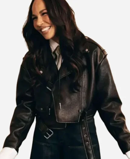 Sweetness 2025 Amanda Brugel Black Leather Jacket