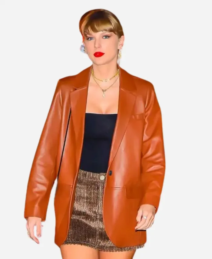 Taylor Swift Brown Leather Blazer