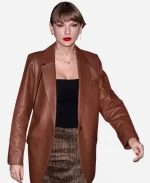 Taylor Swift Leather Brown Blazer