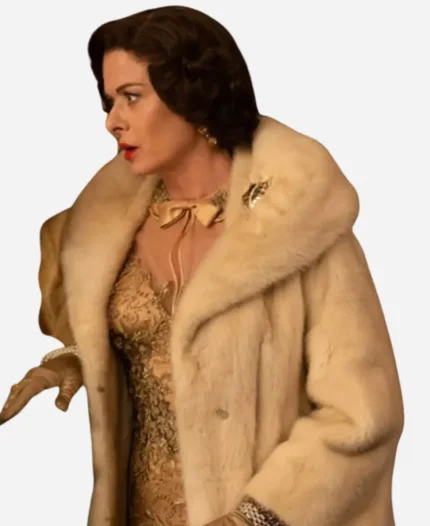 The Alto Knights 2025 Debra Messing White Fur Coat