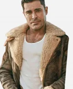 The Iron Claw Zac Efron Shearling Leather Jacket